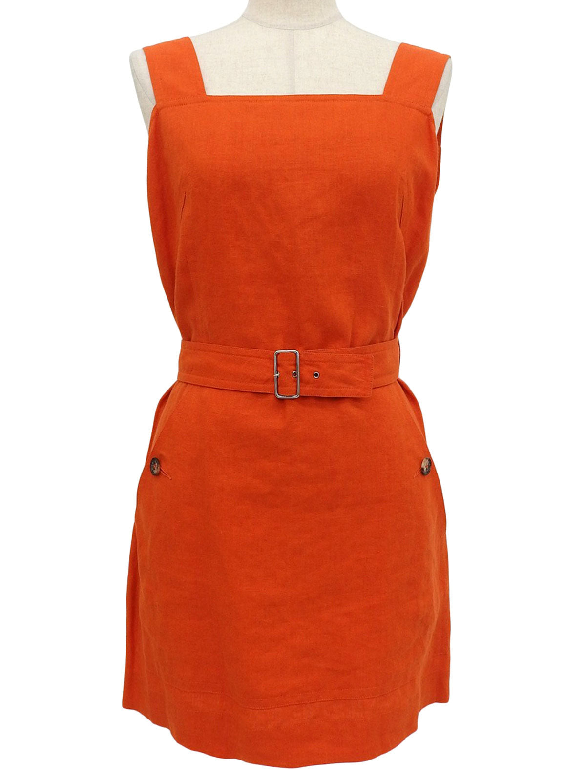 リネンノースリーブワンピース オレンジ