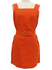 リネンノースリーブワンピース オレンジ