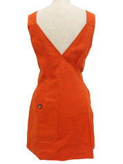 リネンノースリーブワンピース オレンジ