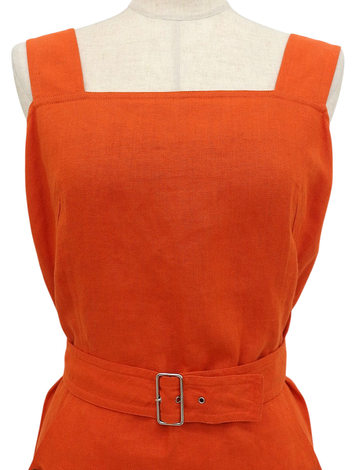 リネンノースリーブワンピース オレンジ