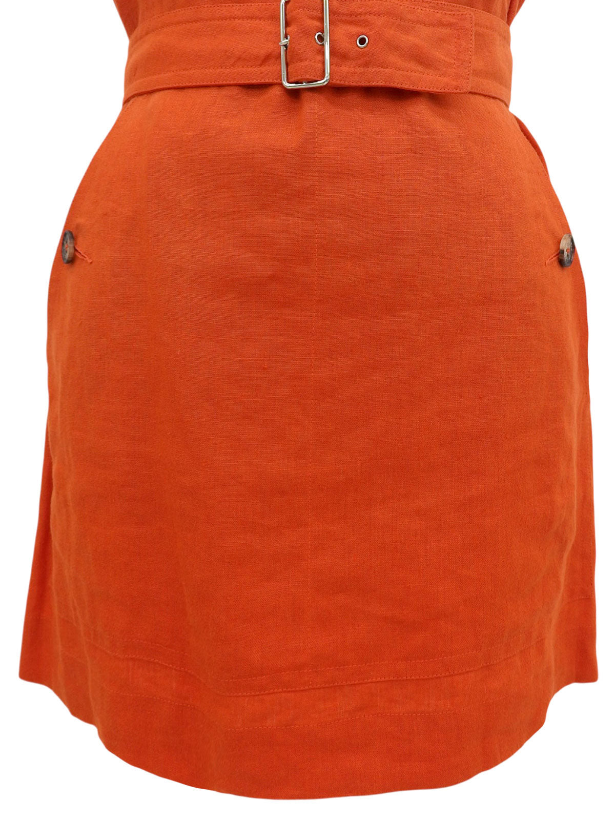 リネンノースリーブワンピース オレンジ