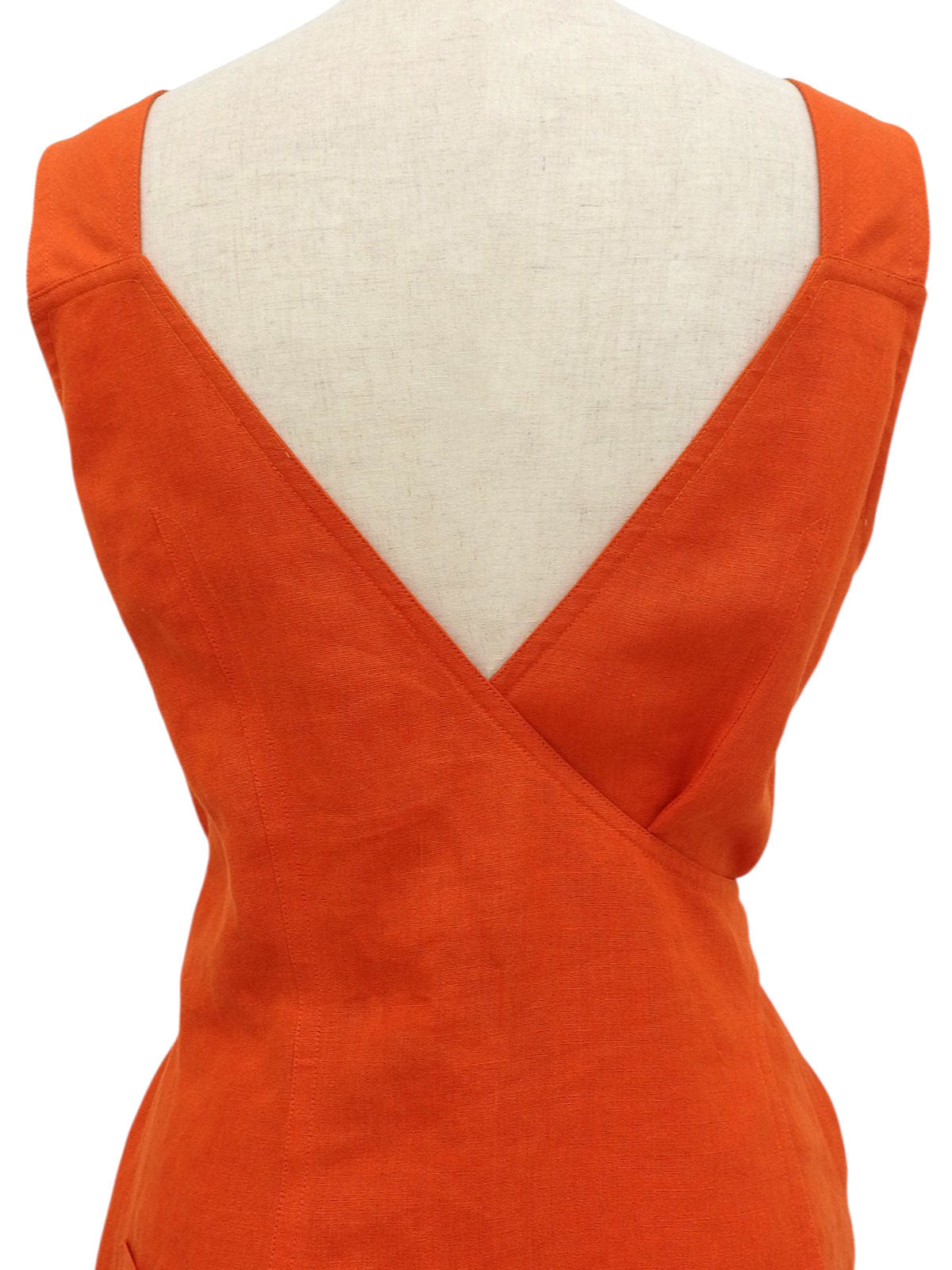 リネンノースリーブワンピース オレンジ