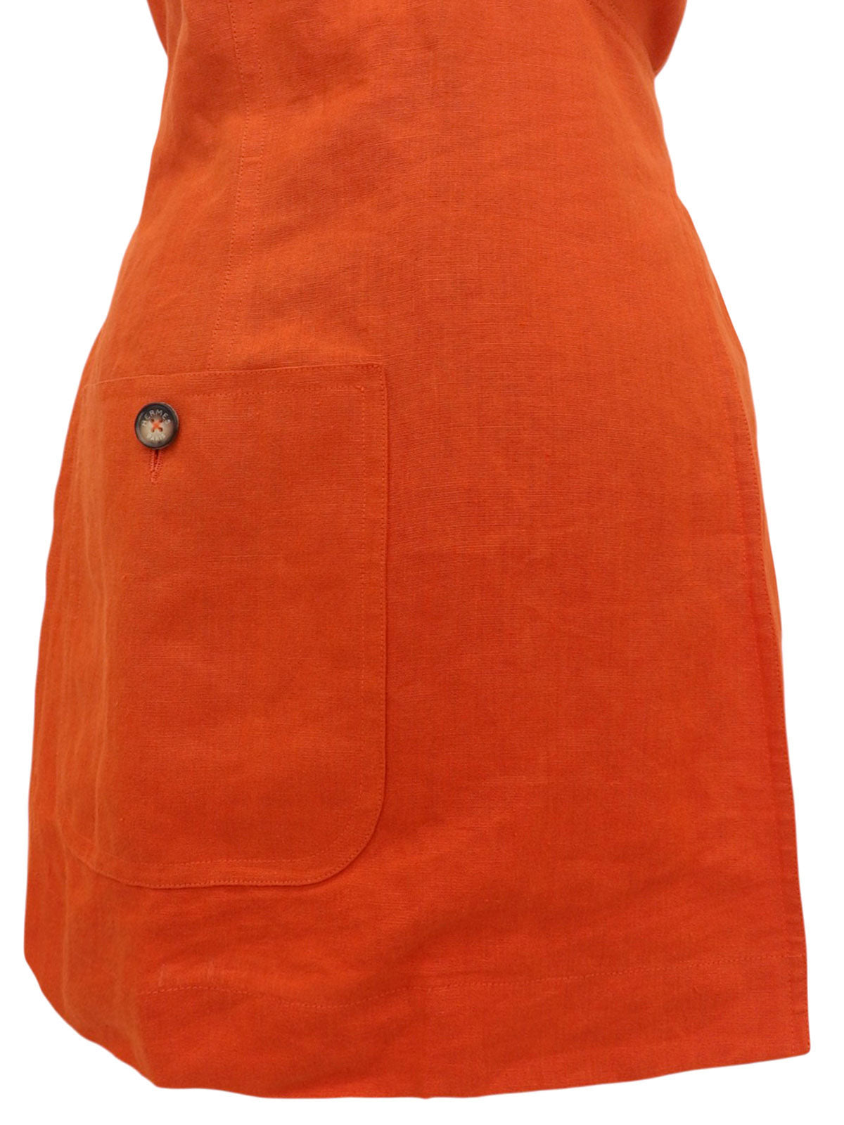 リネンノースリーブワンピース オレンジ