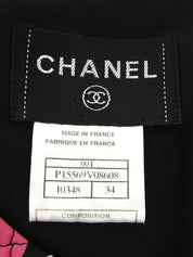 2000年製 シルクフラワーロゴキルティングプリーツワンピース ブラック/マルチ