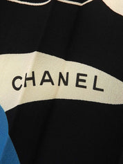 2000年製 シルクフラワーロゴキルティングプリーツワンピース ブラック/マルチ