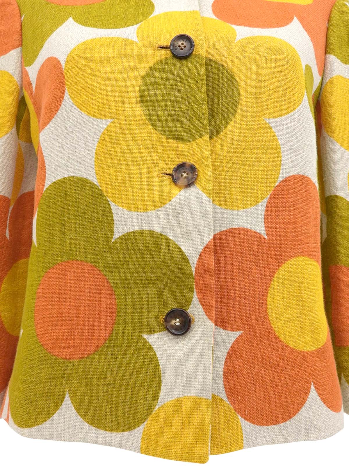 フラワーパターンジャケット ベージュ/マルチ