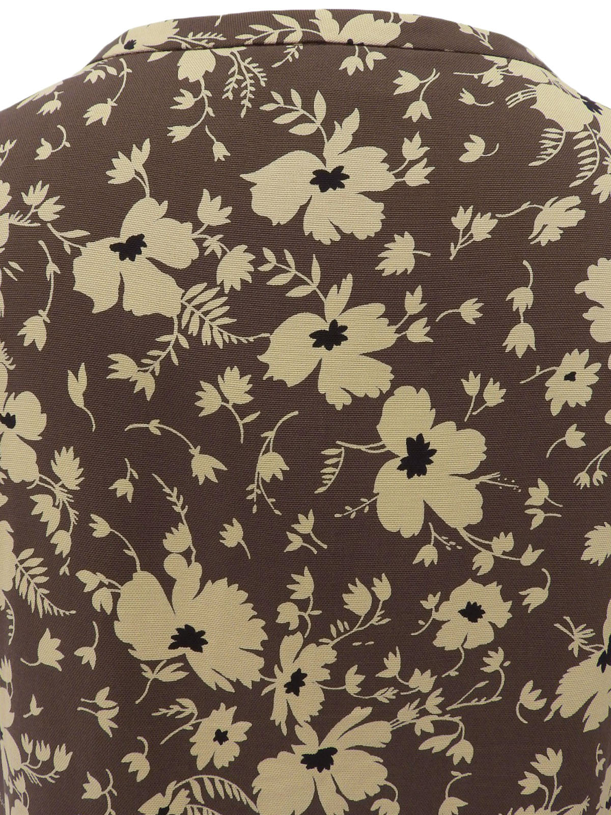 フラワーパターンノースリーブトップス ブラウン/クリームイエロー