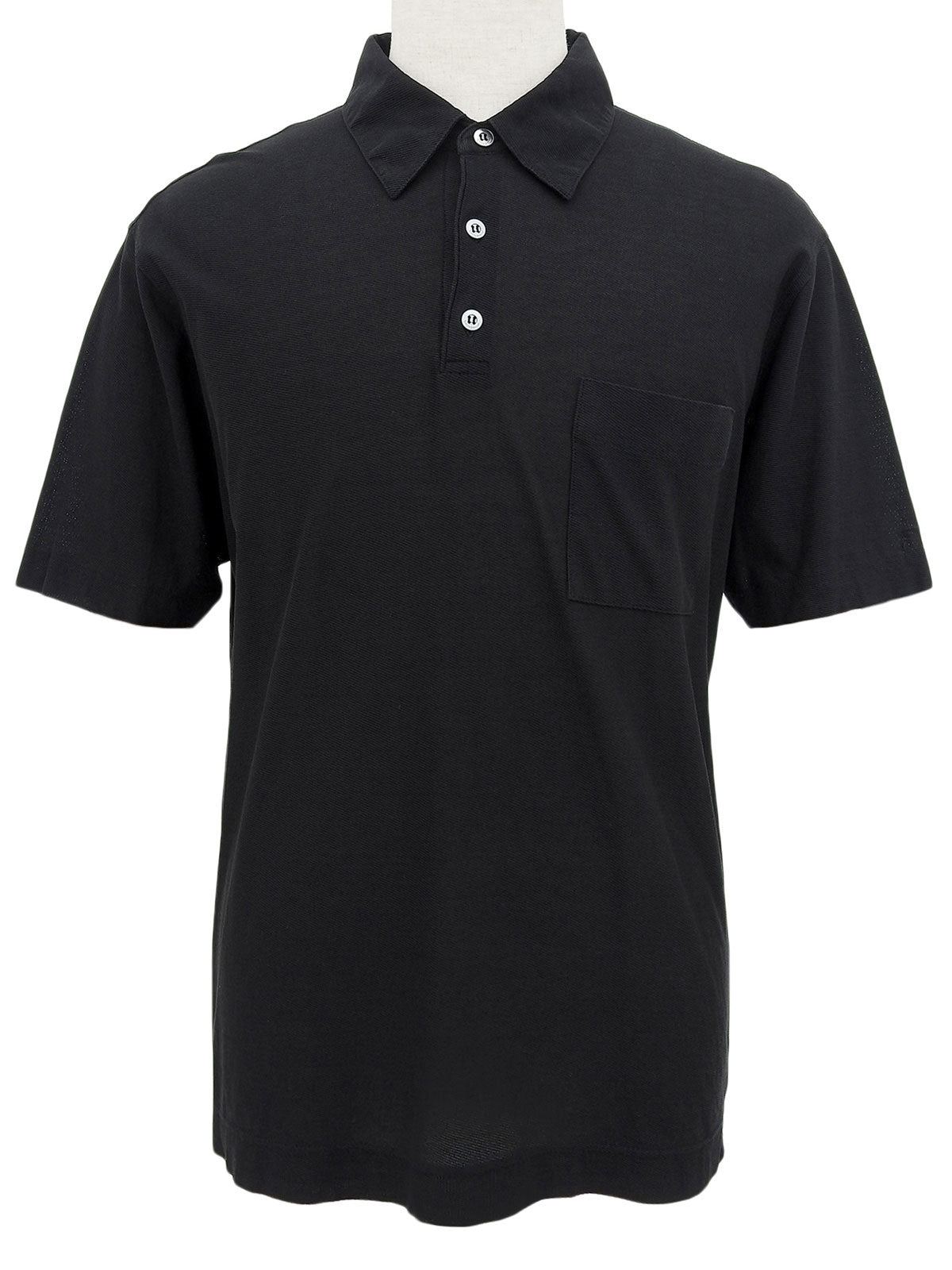 Logo Button Polo Shirt in Black