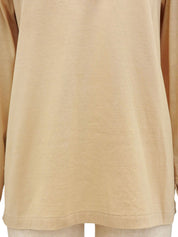 ロゴ刺繍ロングスリーブポロシャツ　ベージュ／ブラウン