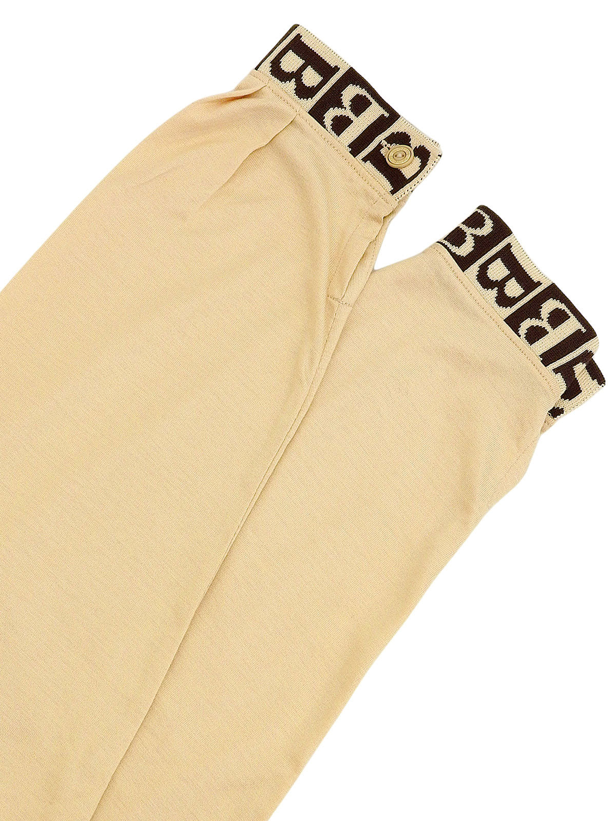 ロゴ刺繍ロングスリーブポロシャツ　ベージュ／ブラウン