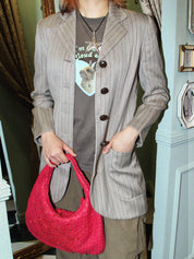 Striped pattern jacket in greige