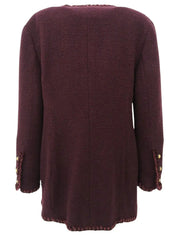 CCマークボタンデザインステッチジャケット　ボルドー