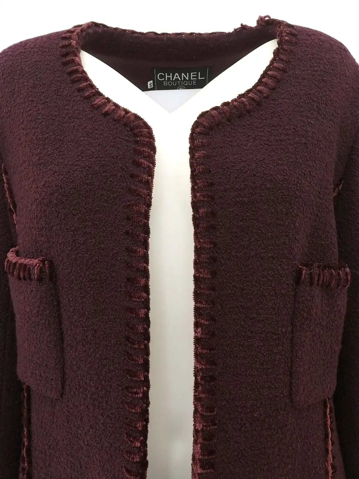 CCマークボタンデザインステッチジャケット　ボルドー