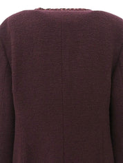 CCマークボタンデザインステッチジャケット　ボルドー