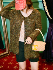 1998 Tweed CC Mark Button Cardigan Green/Brown