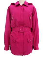 シルクベルテッドCCマークボタンコート ピンク