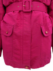Silk Belted CC Mark Button Coat in Pink