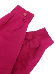 Silk Belted CC Mark Button Coat in Pink