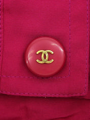 シルクベルテッドCCマークボタンコート ピンク