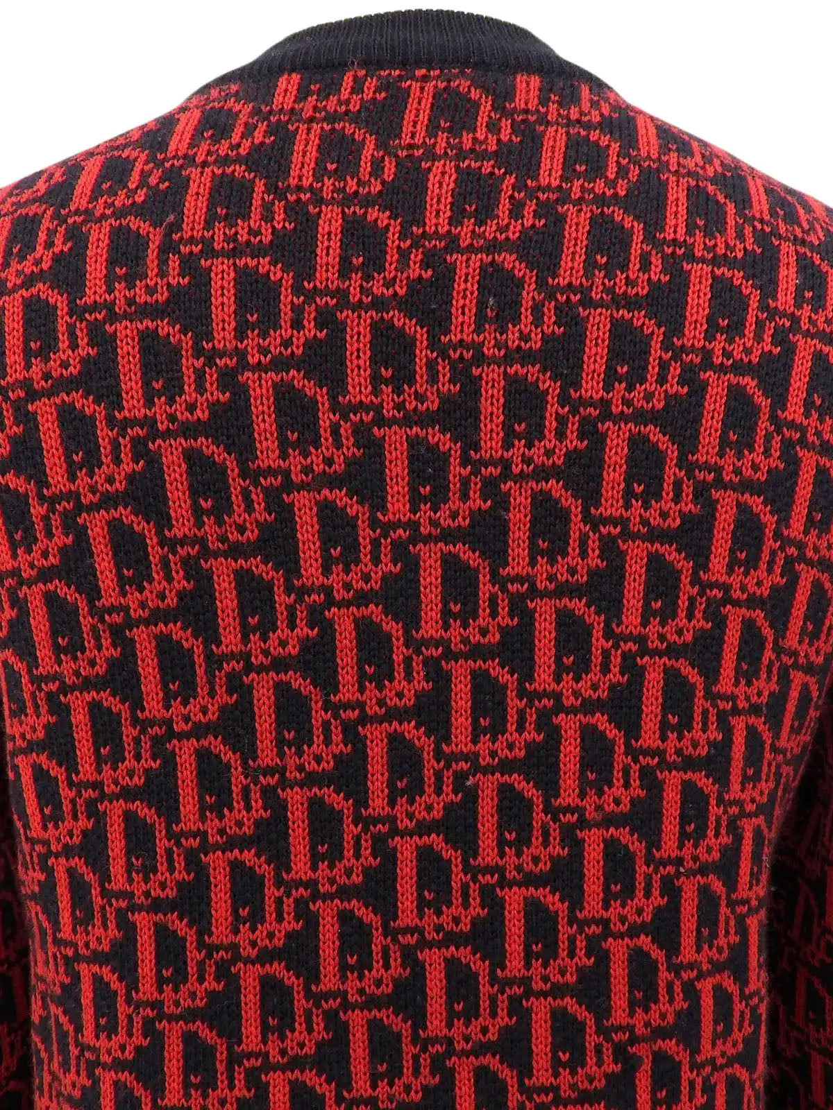 トロッターパターンニットトップス ブラック/レッド