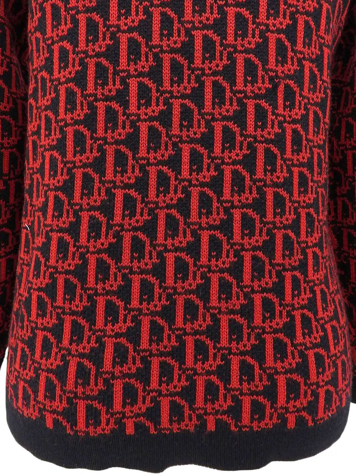 トロッターパターンニットトップス ブラック/レッド