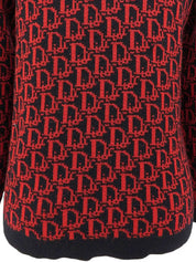 トロッターパターンニットトップス ブラック/レッド