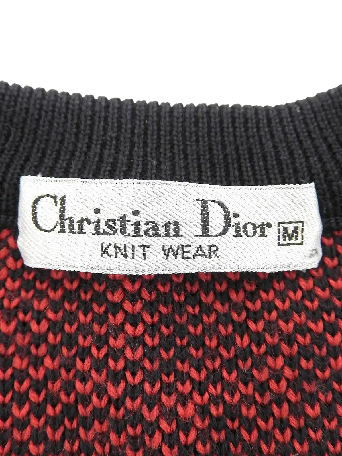 トロッターパターンニットトップス ブラック/レッド