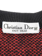 トロッターパターンニットトップス ブラック/レッド