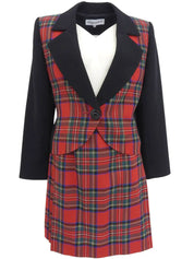 Wool tartan check pattern set in red, black, and green