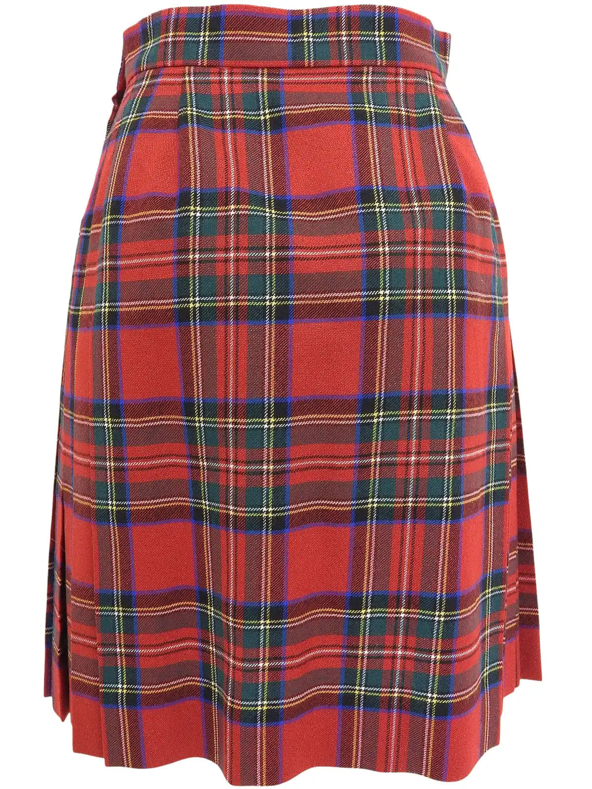 羊毛格纹图案套装，红色、黑色和绿色