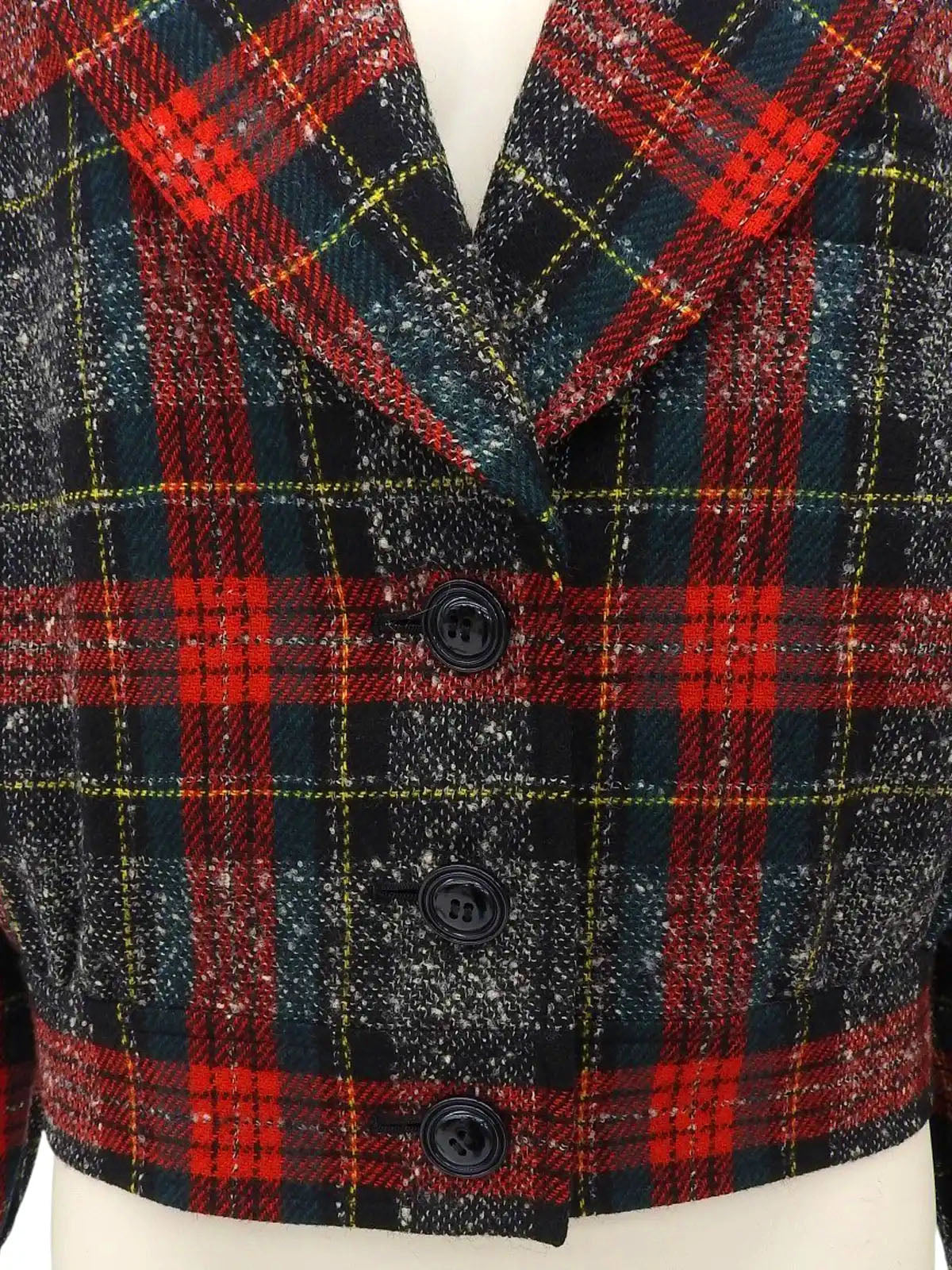 红/黑/绿羊毛格纹短夹克