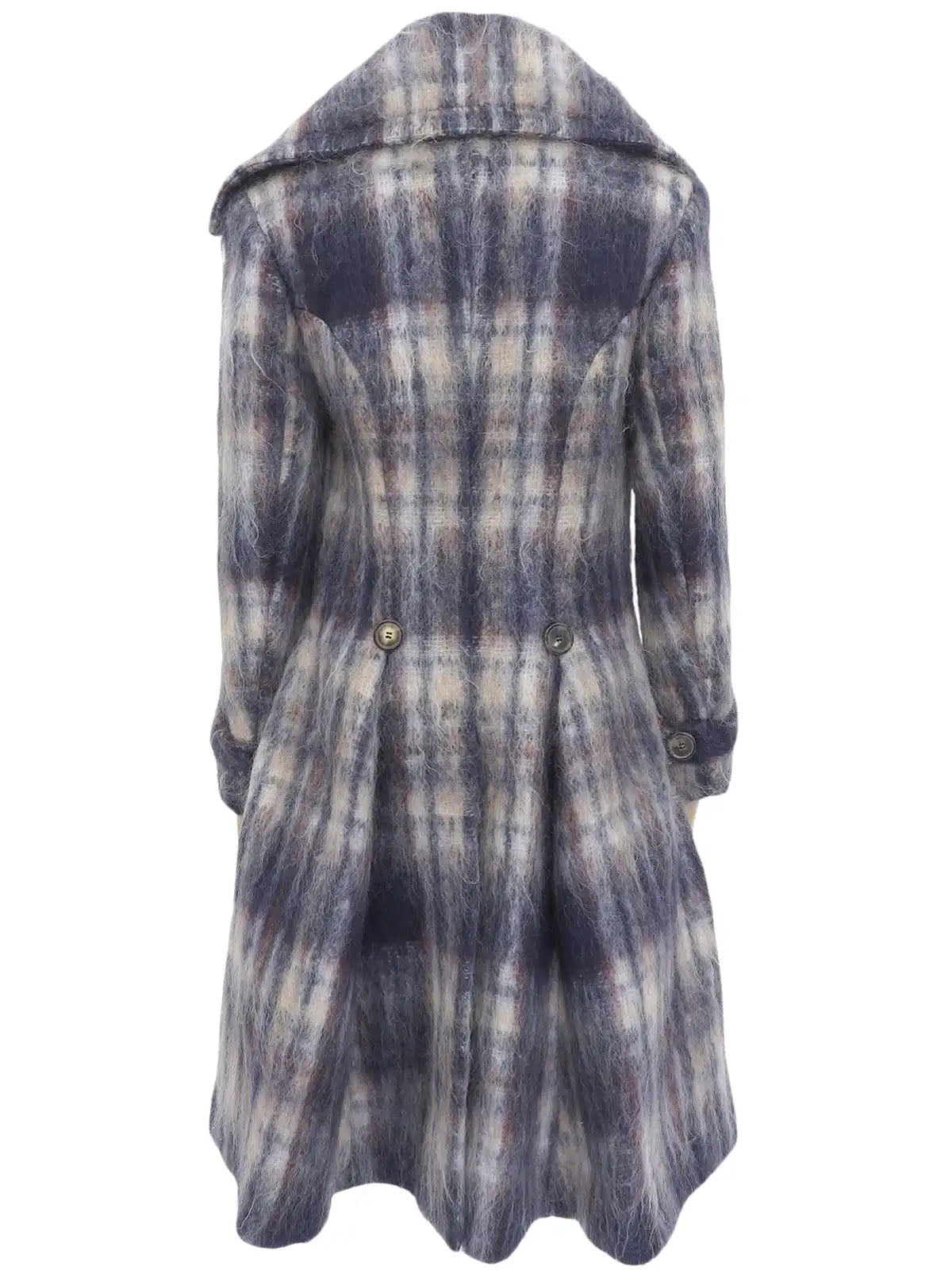 チェックパターンモヘアコート ネイビー/ホワイト