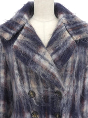 Check pattern mohair coat in navy and white