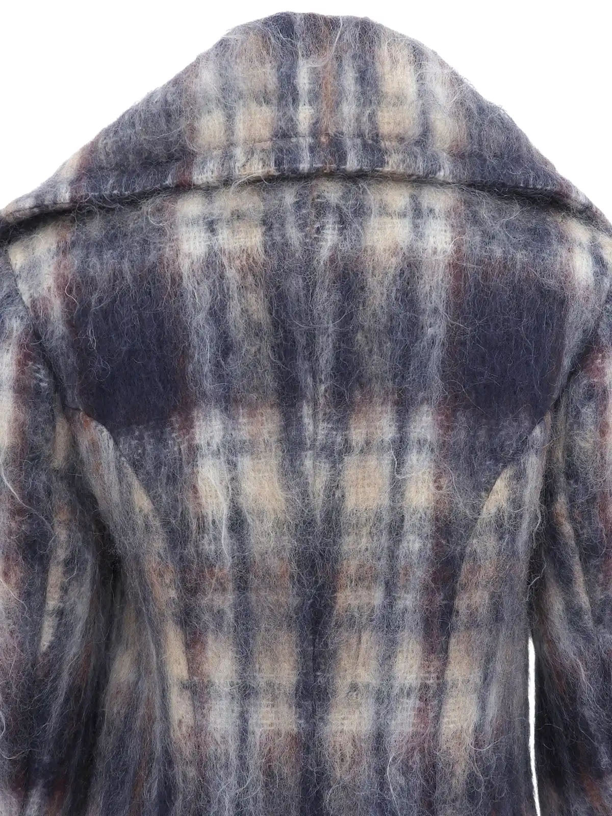 Check pattern mohair coat in navy and white