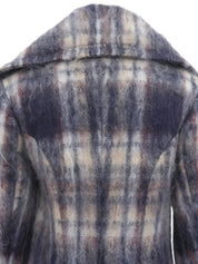 Check pattern mohair coat in navy and white
