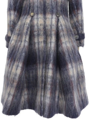 Check pattern mohair coat in navy and white