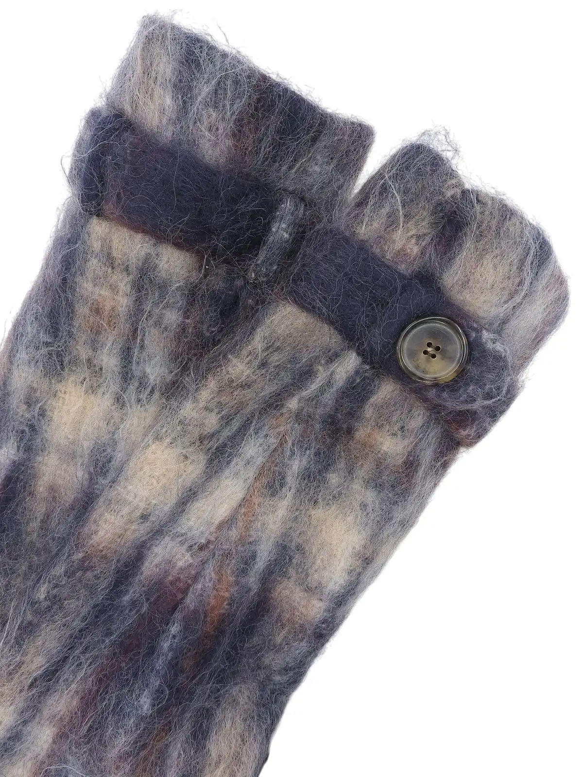 Check pattern mohair coat in navy and white