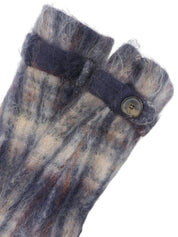 Check pattern mohair coat in navy and white