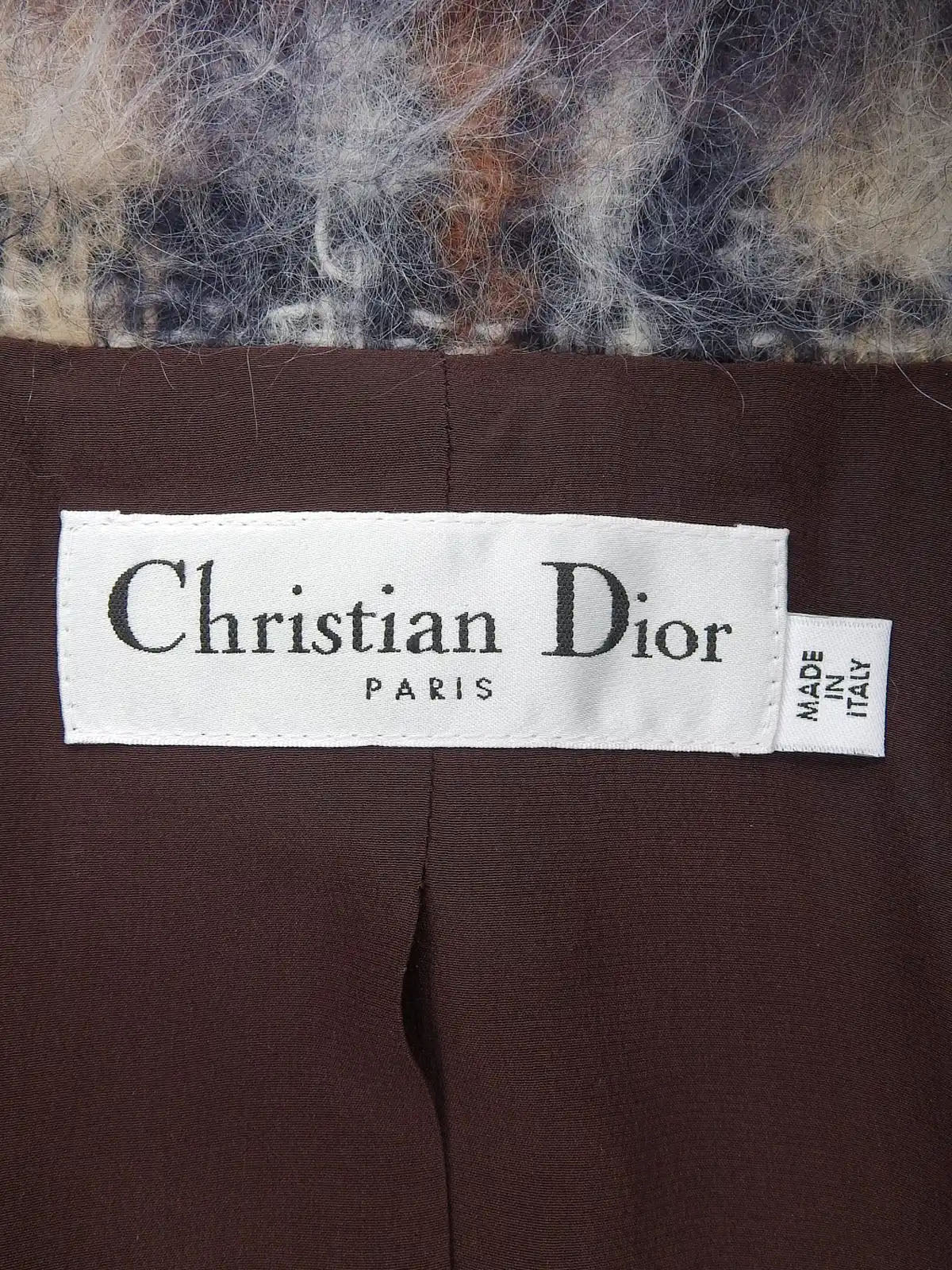 チェックパターンモヘアコート ネイビー/ホワイト