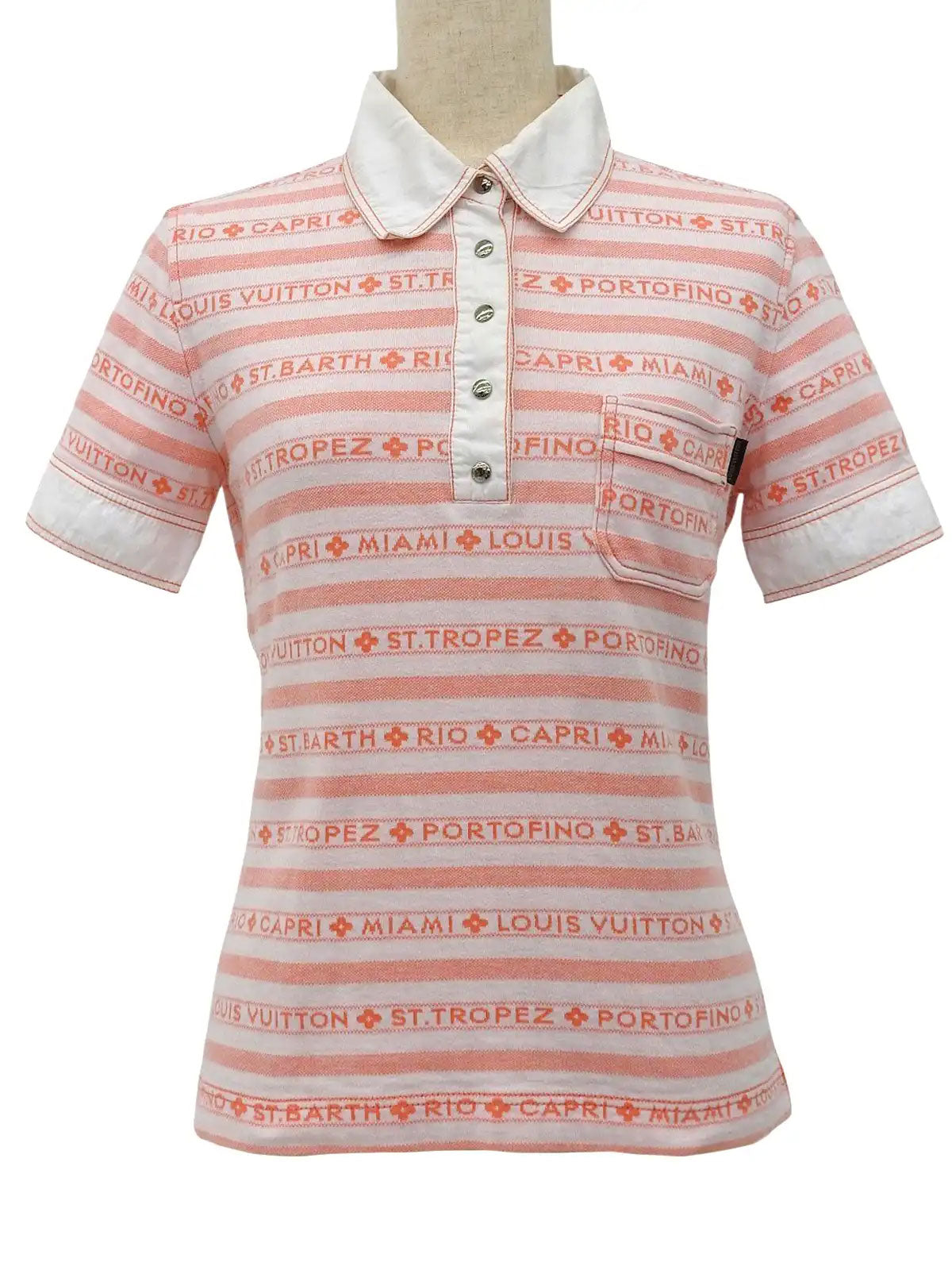 白色/橙色边框图案 Polo 衫