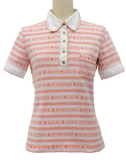 白色/橙色边框图案 Polo 衫