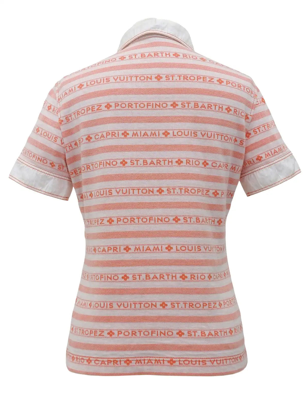 ボーダーパターンポロシャツ ホワイト/オレンジ