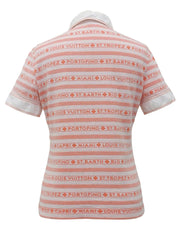 ボーダーパターンポロシャツ ホワイト/オレンジ