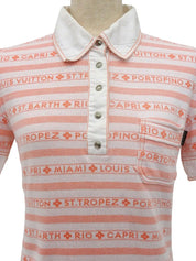 白色/橙色边框图案 Polo 衫