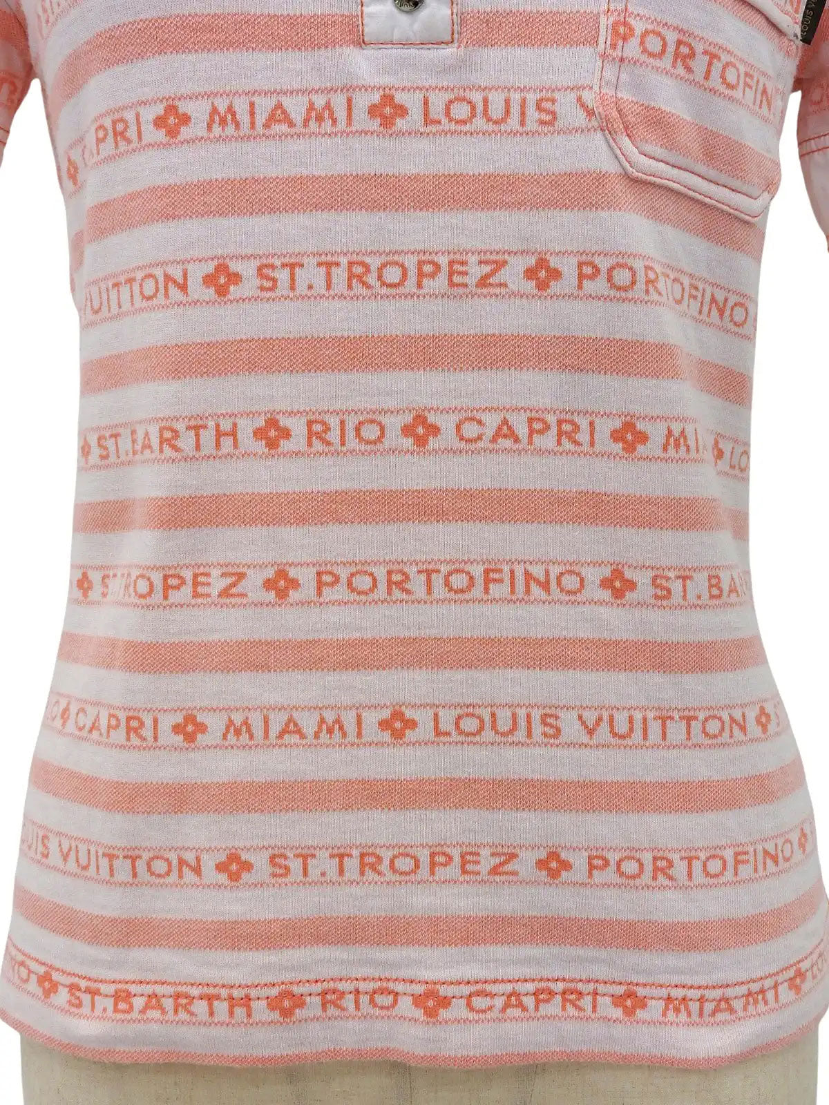 ボーダーパターンポロシャツ ホワイト/オレンジ