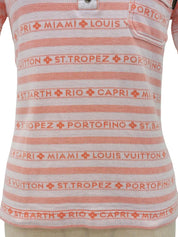 ボーダーパターンポロシャツ ホワイト/オレンジ