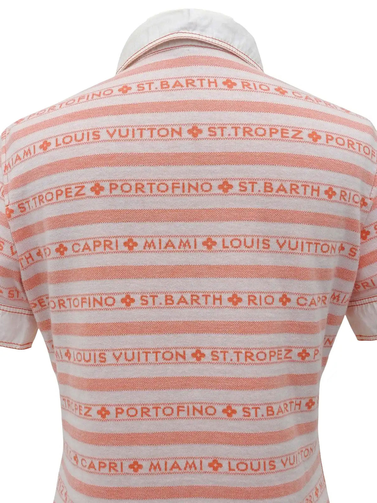 ボーダーパターンポロシャツ ホワイト/オレンジ