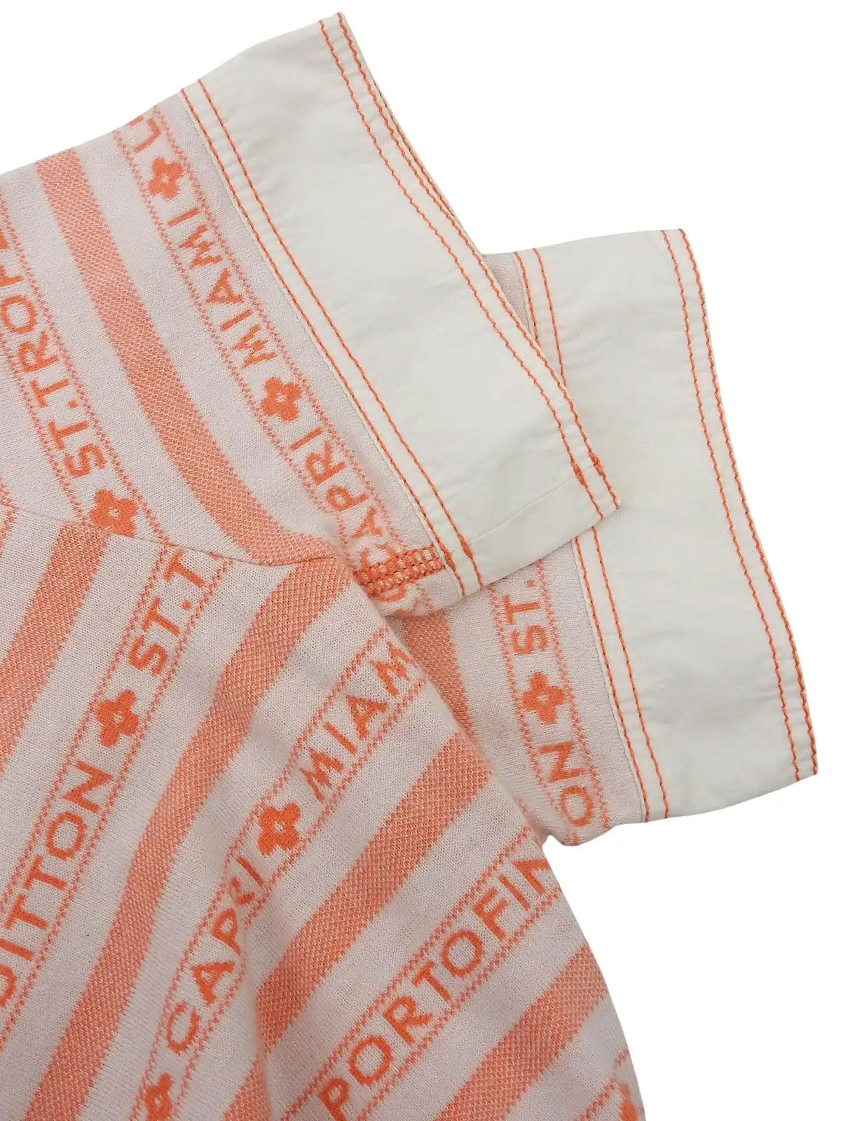 白色/橙色边框图案 Polo 衫