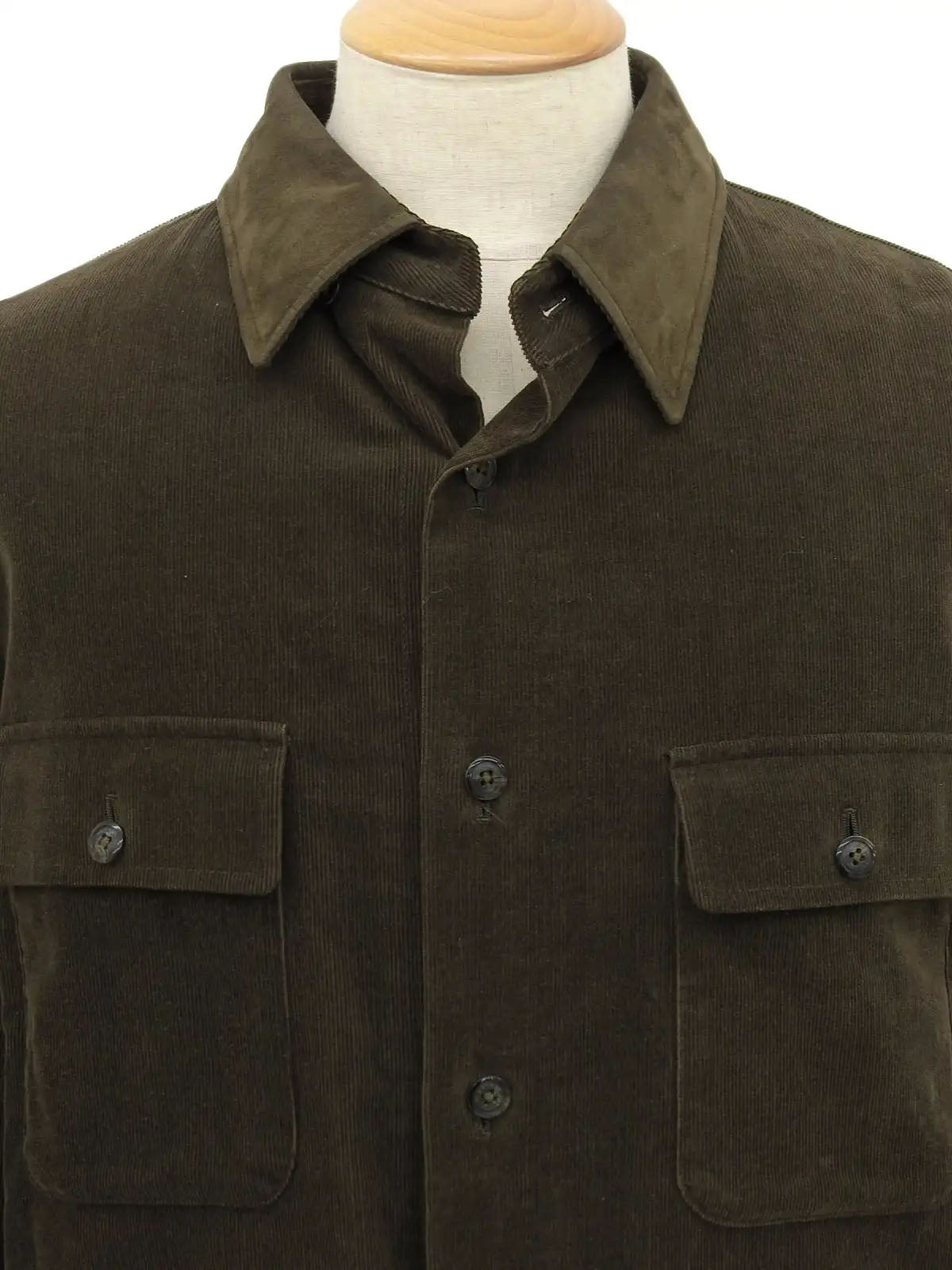 Corduroy Logo Button Shirt in Khaki