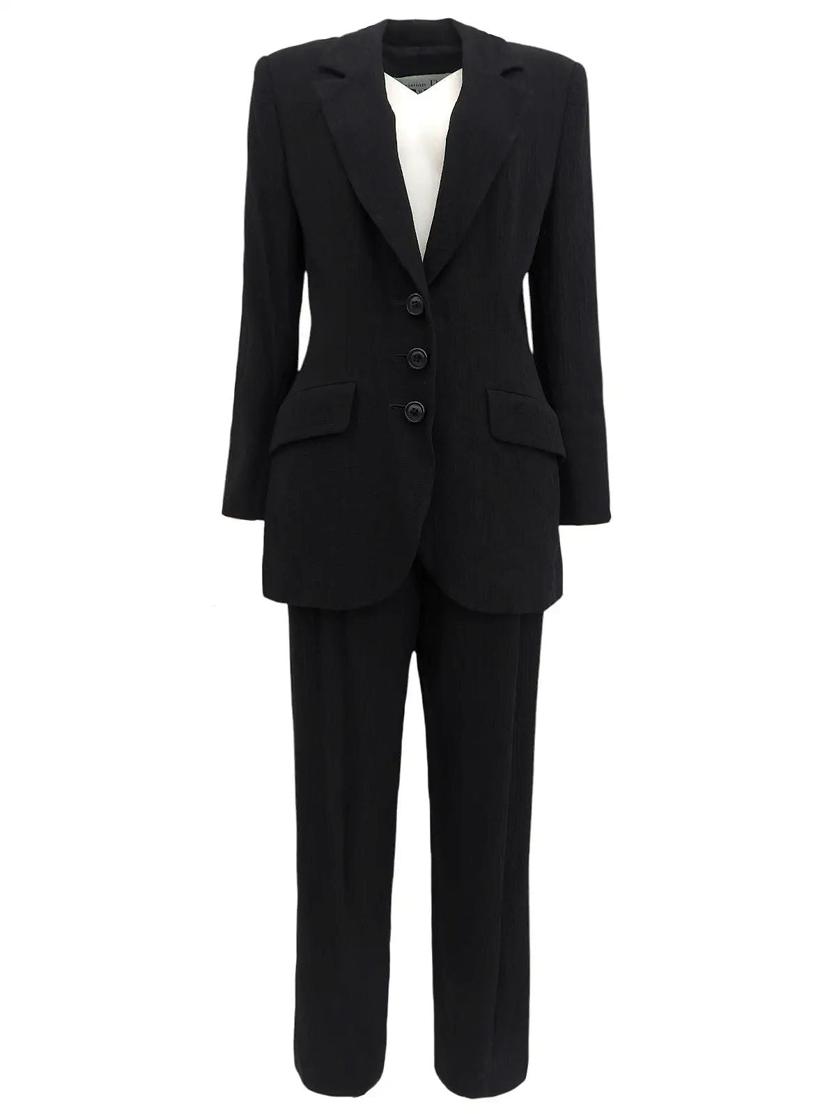 ウールストライプパターンセットアップ　ブラック